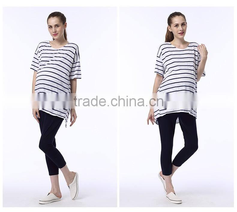 ladies oem service striped simple short sleeve Maternity T shirt Clothing