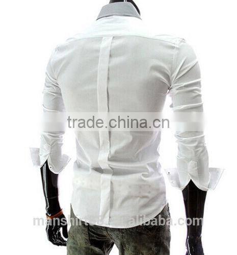 New Mens long sleeve contrast color Slim Fit casual Shirt