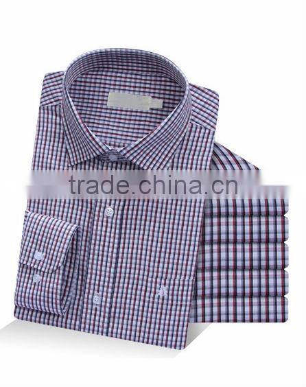 Wholesale classic 100% cotton plaids long sleeve deep color plaids men shirts
