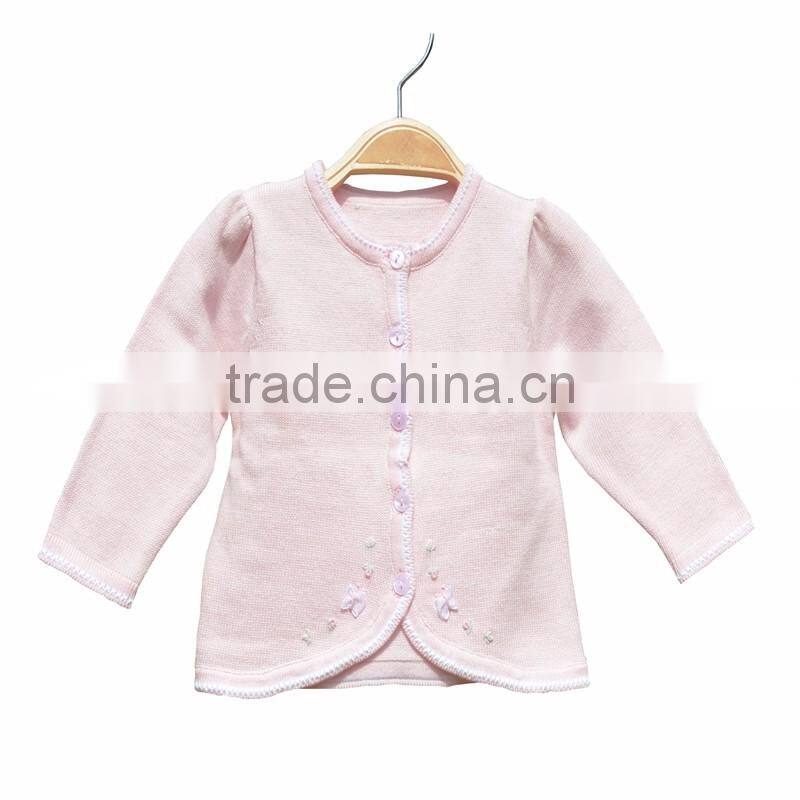 Comfortable Round Neck Long Sleeve Girl Knitted Cardigan