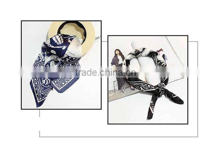 Fashion Square Spring And Autumn Skull Imitated Silk Lady Scarf Wholesale