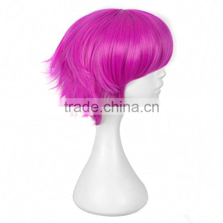 2016 Cheap Fashion Synthetic Hair Wig Rose Red Colored Cosplay Party Wig For Wholesale