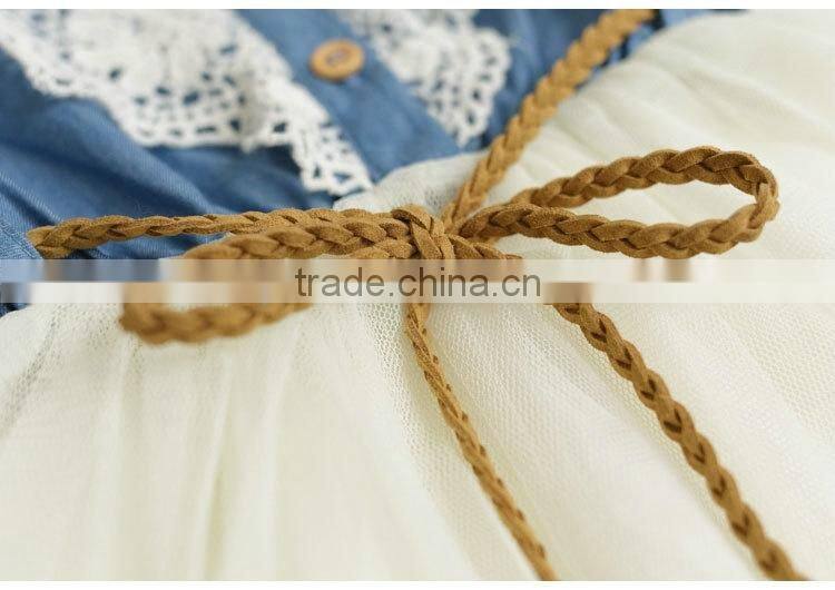 Wholesale toddler little girls denim and lace cowgirl tutu dress M5042008