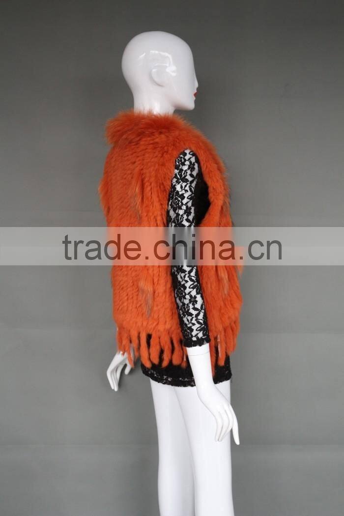 2016 Winter & Autumn Rabbit Fur Vest With Raccoon Fur Collar /Many Color For Choose