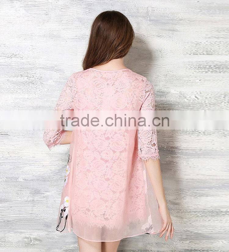 Fashion Women Organza Floral Embroidered Lace Prom Dress Ladies Sexy Printed Mini Dress