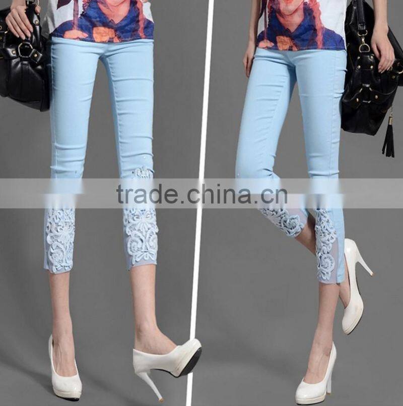 Lace crochet set auger China hand embroidered female new fertilizer increased the leggings yards 7 minutes of pants