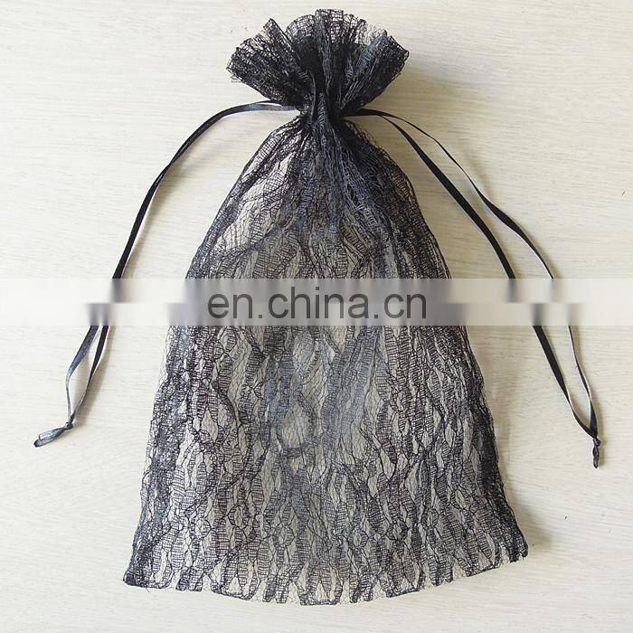 factory price black grace customized size gift lace drawstring bag