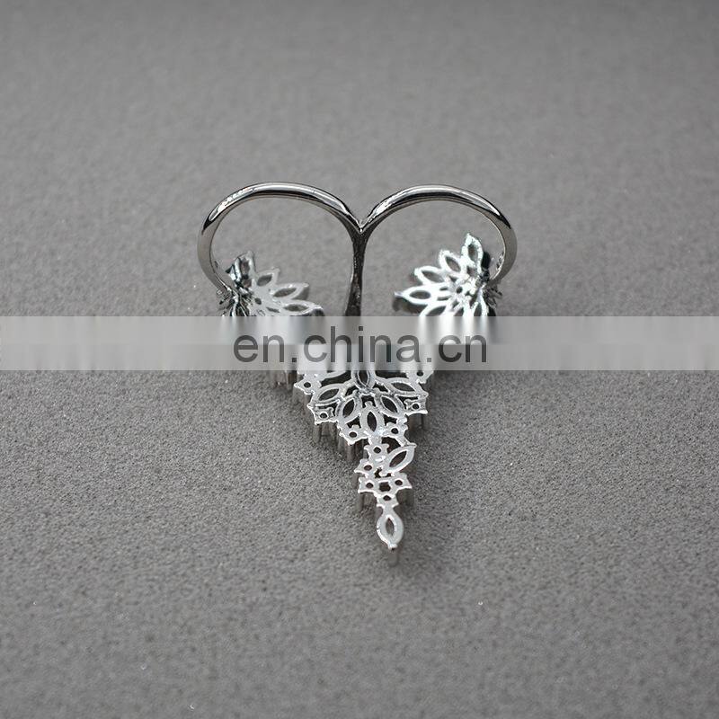 Exaggerated Feathers Zircon Ring Rhinestone Fashion Ladies Temperament Opening Ring