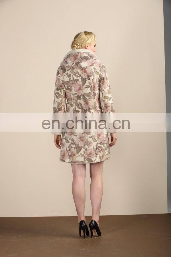 Floral Prints Fur Overcoat High Standard Sheep Fur And Skin Garment Women' s Winter Double Face Fur Coat
