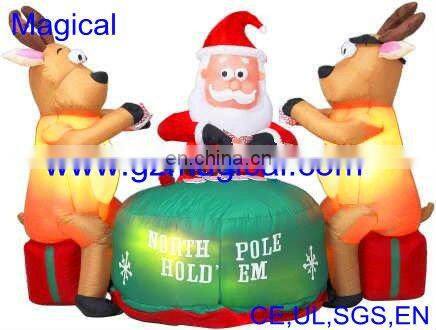 christmas use inflatable Santa Claus on plane with gifts