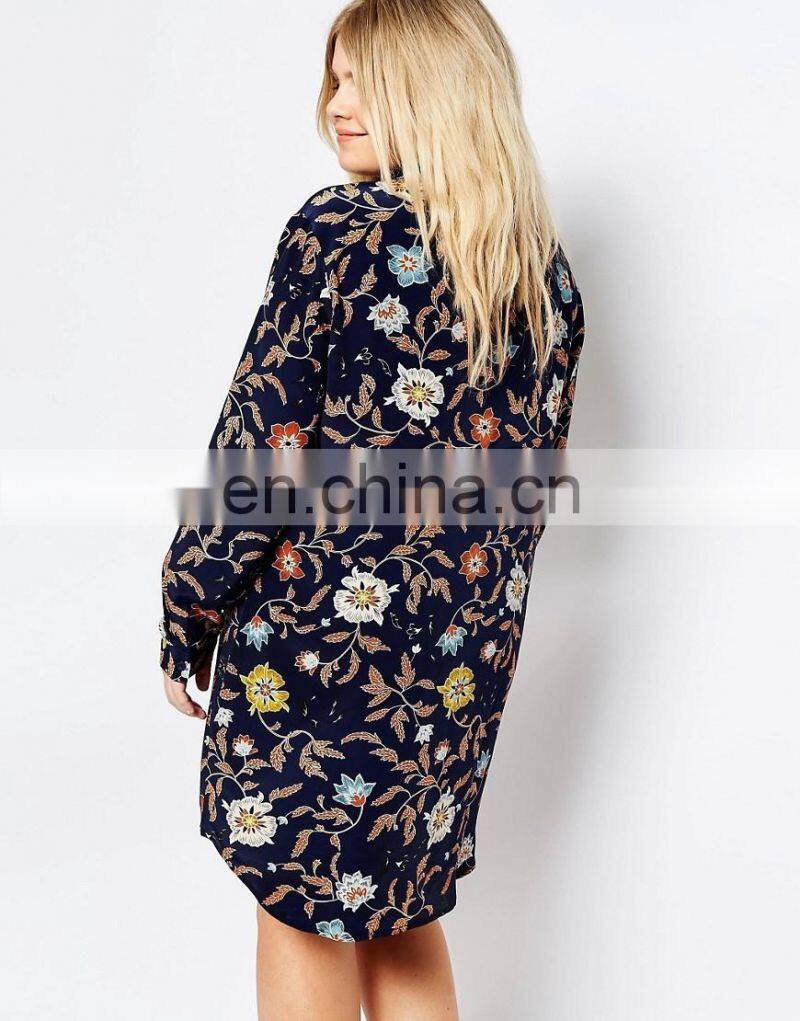 Plus size women clothing printing latest dress designs photos new model casual dresses