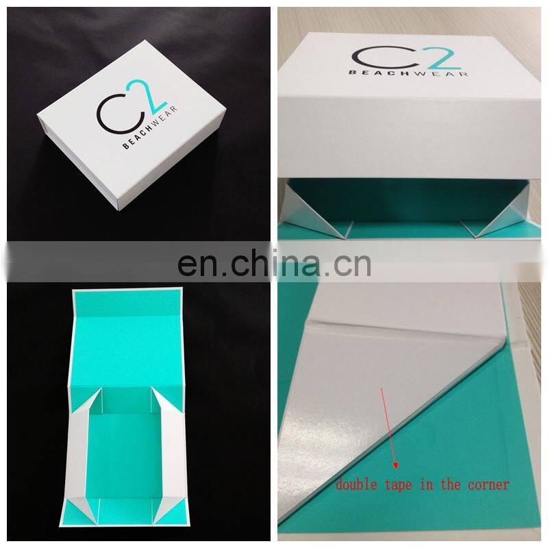 Matte White Magnet Closure Made For Brand Save Space Custom Printed Apparel Packaging Flat Packed Bikini box