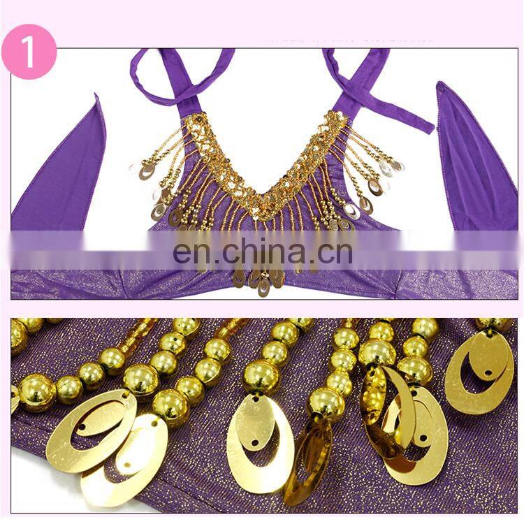 Newest arrival hot sexy beaded tassel children girls belly dance costume with size S M L ET-055