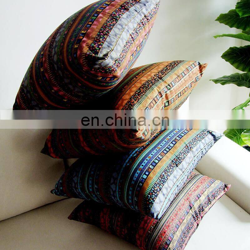 i@home Without core ethnic style gilded striped linen print pillow cushion cover for sofa