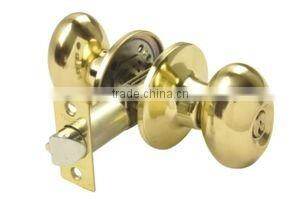 ANSI Grade 3 Tubular Knob Lockset with brass cylinder