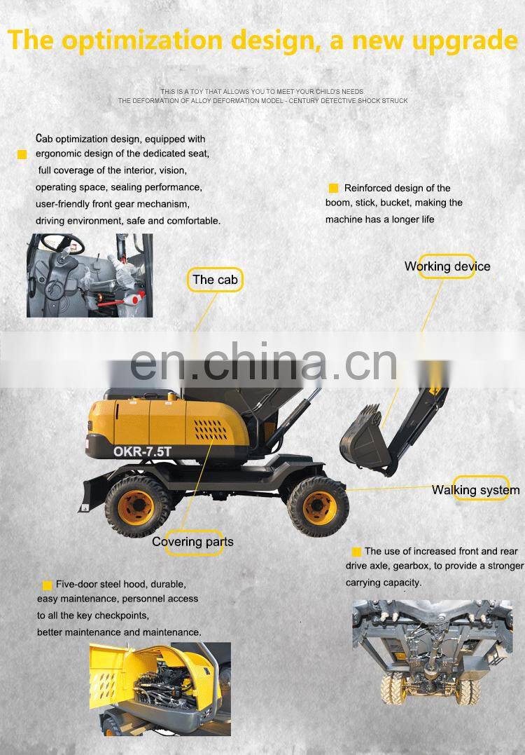 Construction machinery cheap 7.5T wheel excavator for sale