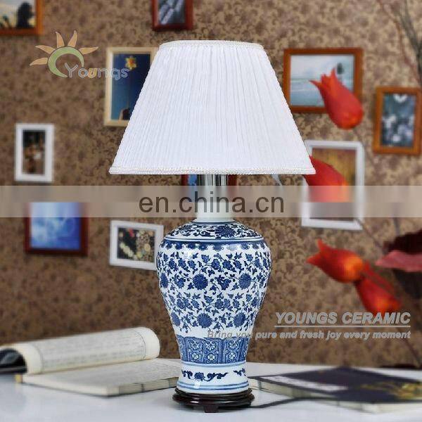 chinese antique blue and white porcelain ceramic desk table lamp