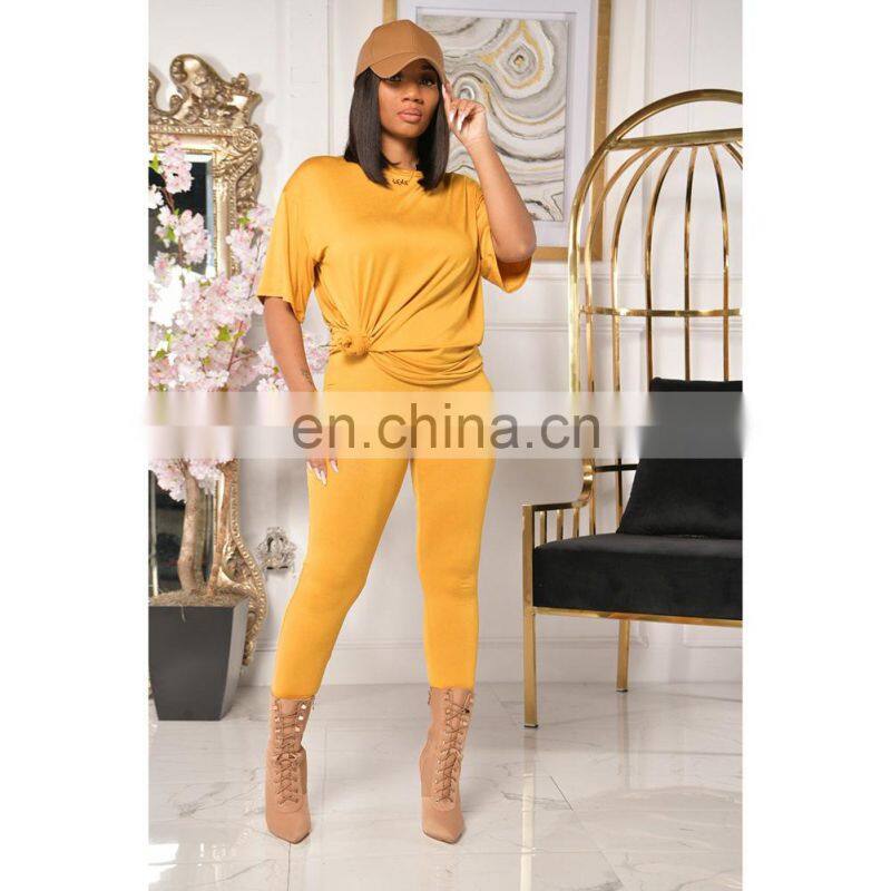 Manufacturer customized women's summer new casual comfortable loose short-sleeved t-shirt + trousers sports 2-piece set of jogge