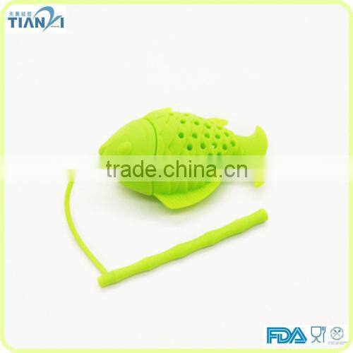 2015 New Design FDA/LFGB Fishing Shape Silicone Tea Bag