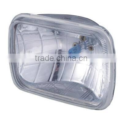 Super white clear glass 7'square auto semi sealed beam headlamp 6002 with gold supplier in alibaba