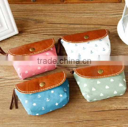 Navy fashion fresh simple durable change purse with snap-fastener