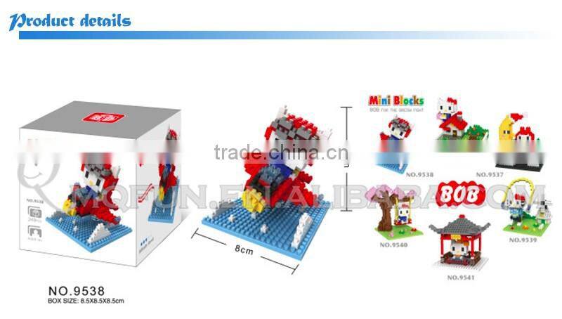 Mini Qute BOB 6 styles kawaii 3D hello kitty moon plastic kids figures diamond building blocks brick model educational toy