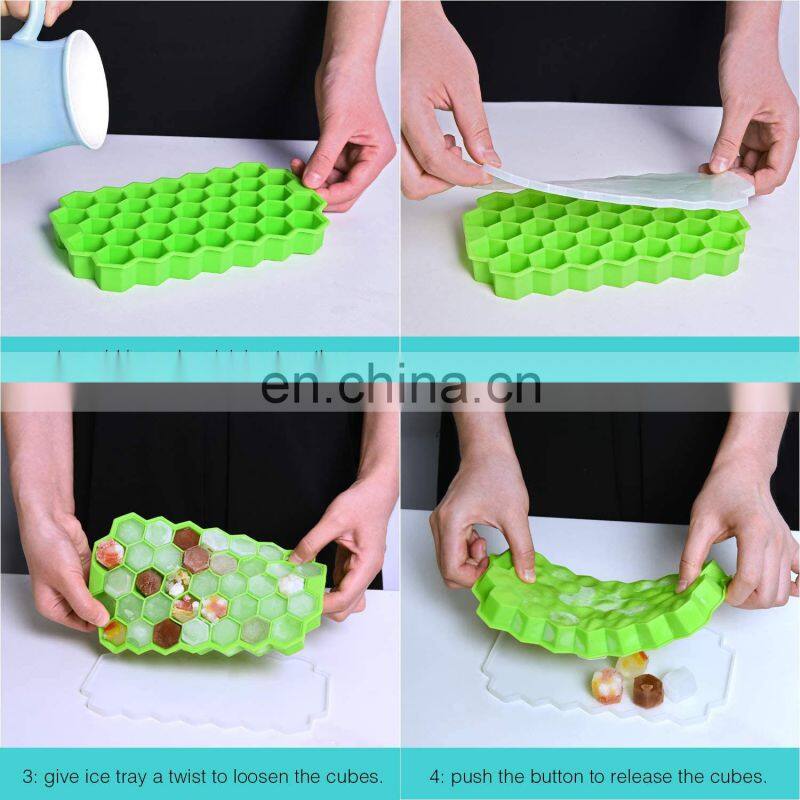 Honeycomb Ice Cube Trays with Removable Lids Silicone Ice Cube Mold