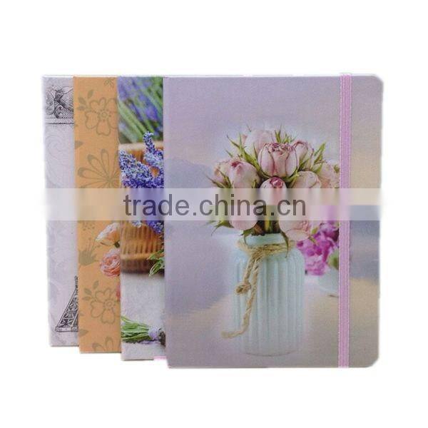 Full color printing cover notebook with elastic band for closure