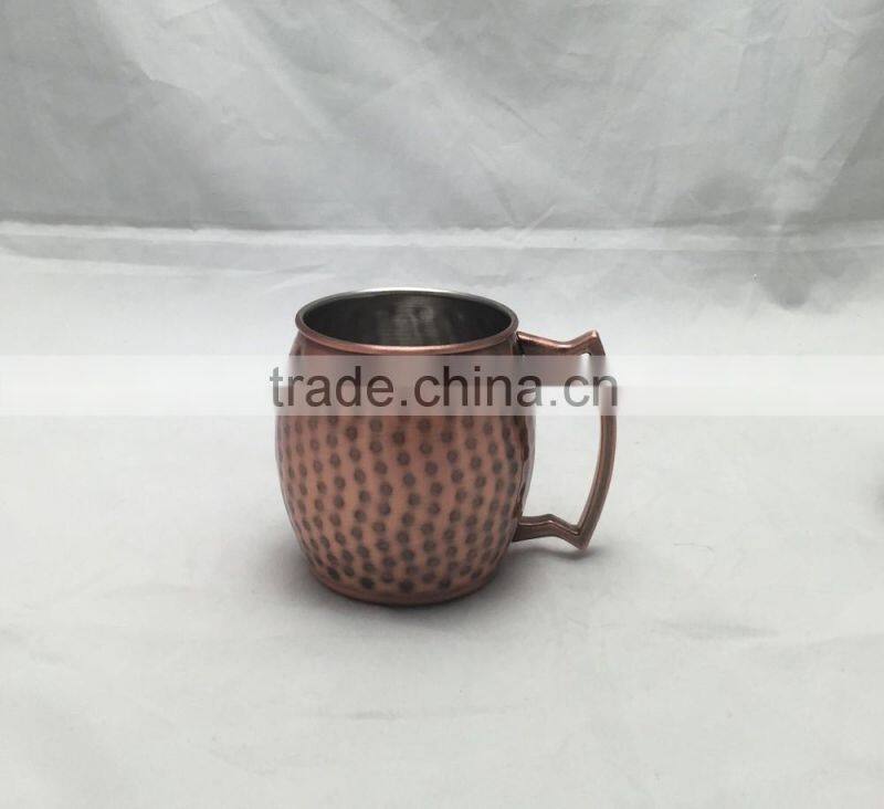 20oz Hammered Copper Moscow Mule Mug Handmade of 100% Pure Copper, Brass Handle Hammered Moscow Mule Mug / Cup.