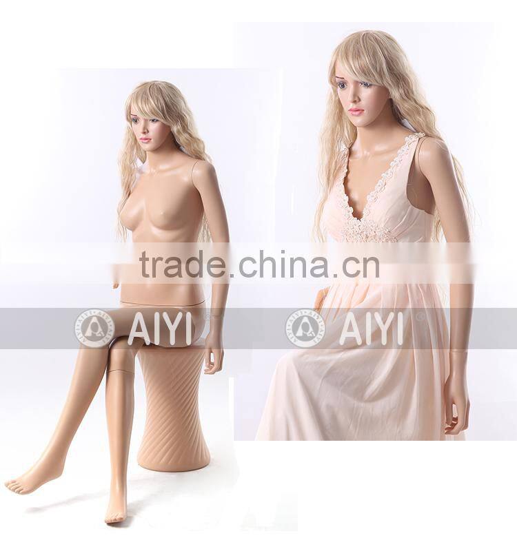 Sitting Sex Female Display Mannequin Model Plastic With Wig