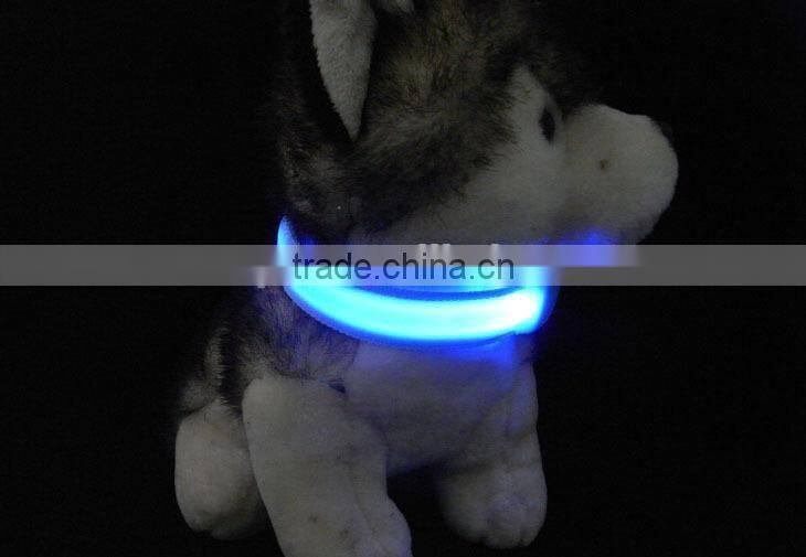 Pure Color Double Side Exposure Flat Optical Fibre Led Pet Dog Collar