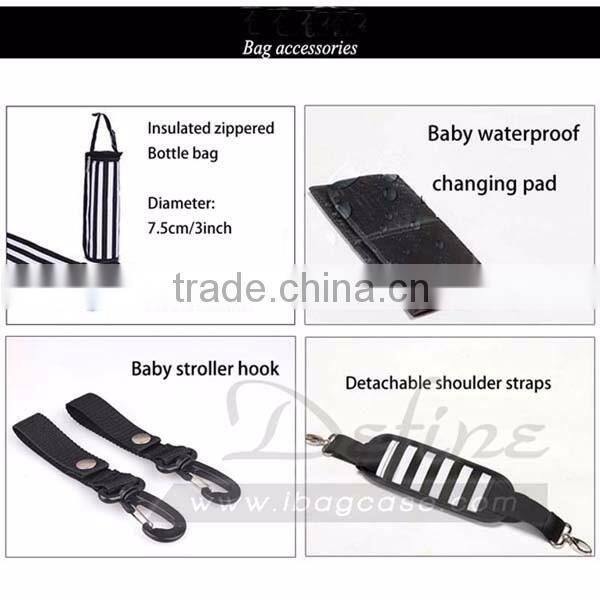 2016 Hot Fashion Stripes 3pcs Diaper Bag