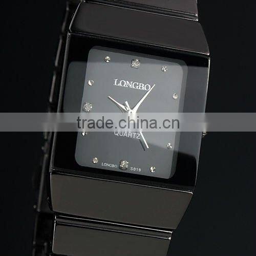 New Mens Unisex Black Square Dial Classic Value Stainless Steels Band Fashion Quartz Watch WM158