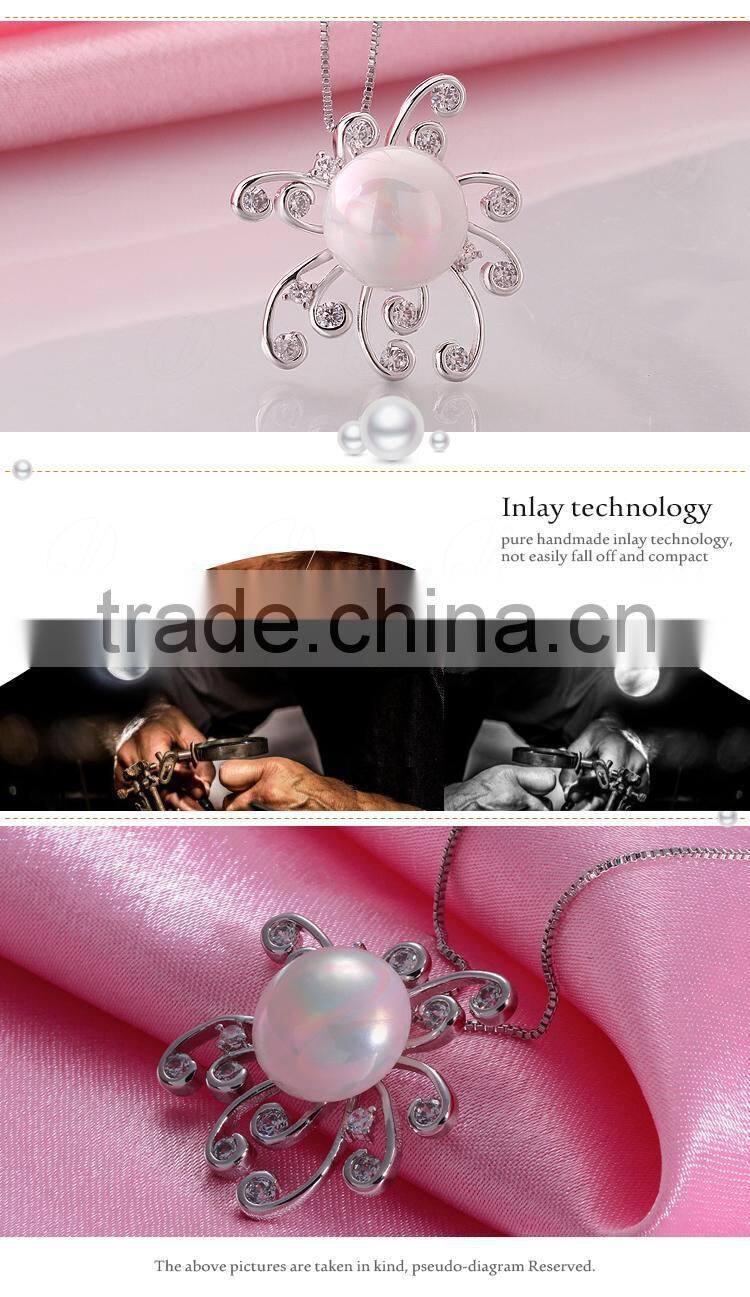 Gorgeous Novelty Anniversary Gift Platinum Flower Design Pearl Charms