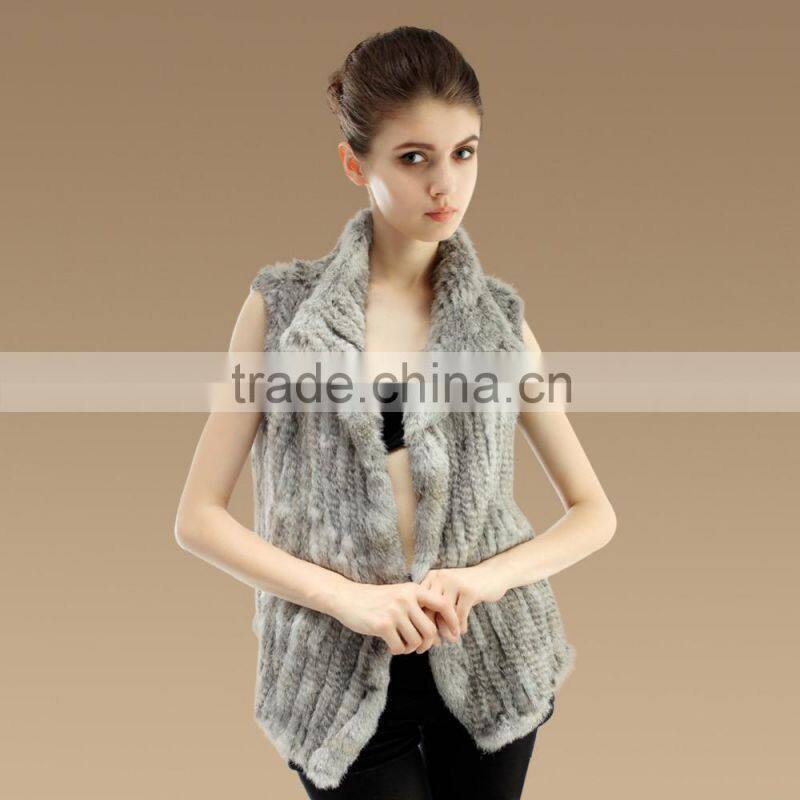 Wholesale 2015 Irregular Style Charmful Real Women Knitted Rabbit Fur Vest