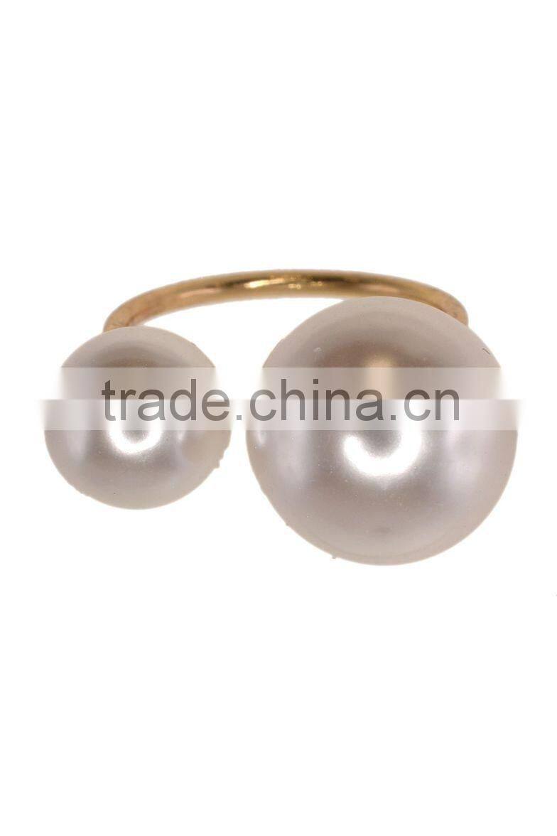 Trendy Double Faux Pearl Open Rings