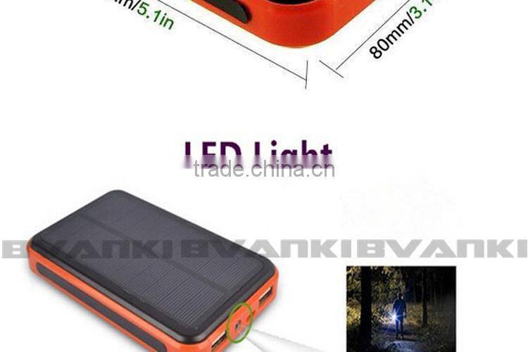 Hot new products for 2015 outdoor Waterproof Solar Mobile portable Power Bank Charger 12000mAh