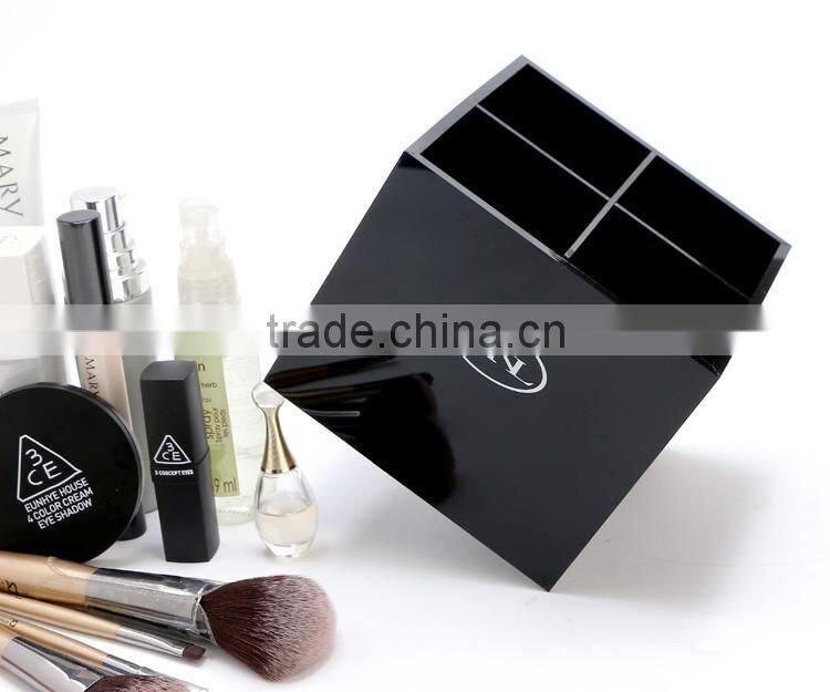 Customized Black Acrylic lipstick Holder Cosmetic Makeup Brush Organizer Display Stand Case