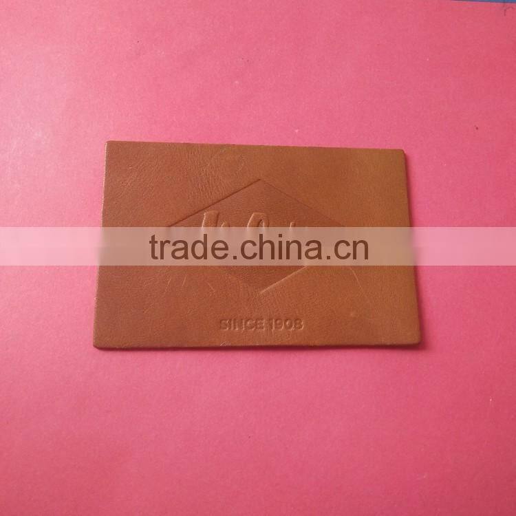 new style brown embossed leather patches for clothing