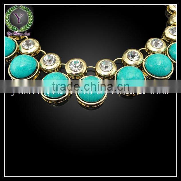 wholesale fashion kallaite heavy jewelry set gold plated for young girl (HA4122009 )