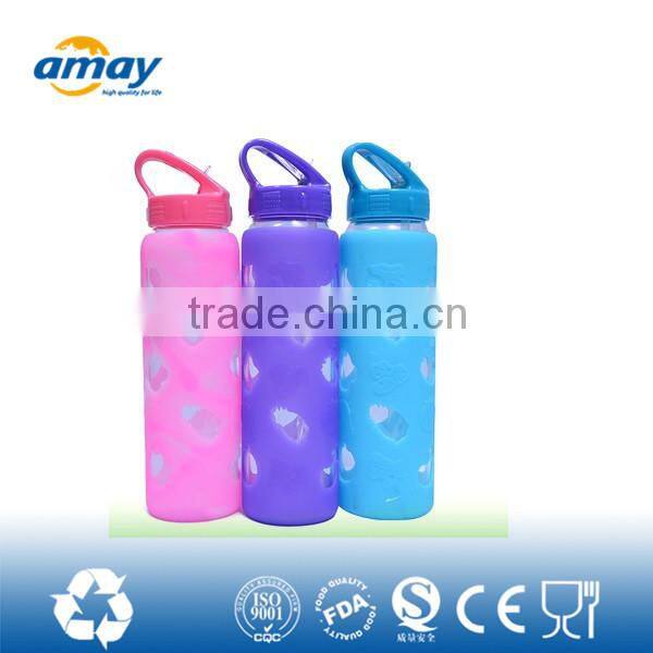 2016 New arrivals best selling products plastic bottles joyshaker hot glass water bottle with mental lid 2646