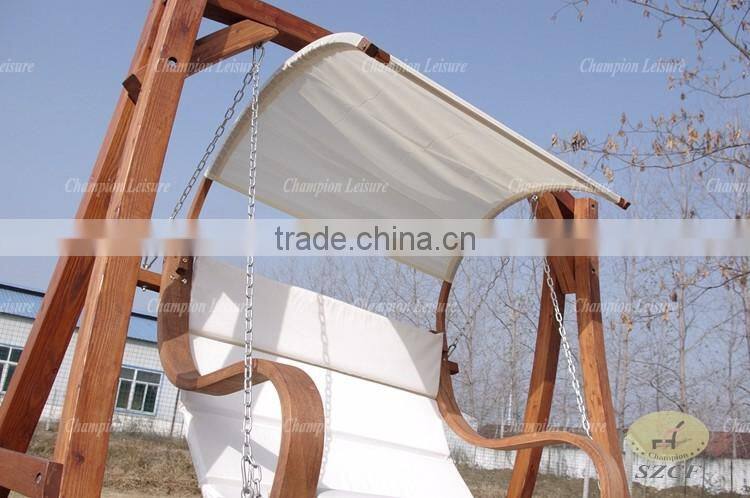solid wood double seat hanging chair