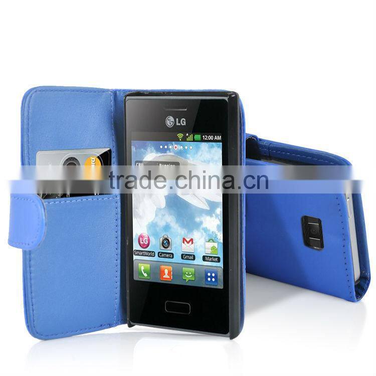 Wallet stand leather Mobile Phone case cover for LG E400 Optimus L3