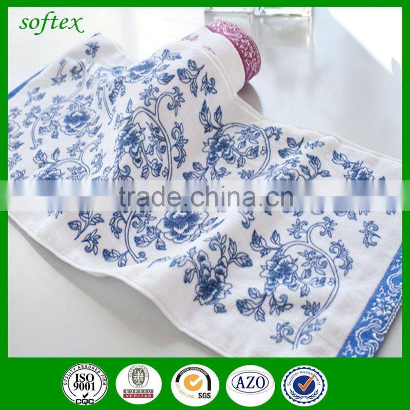 wholesale 100g oem cotton flowers Peony printed velour towels
