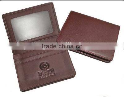 Embossed Leather Pocket Card Holder Wallet With Id Window