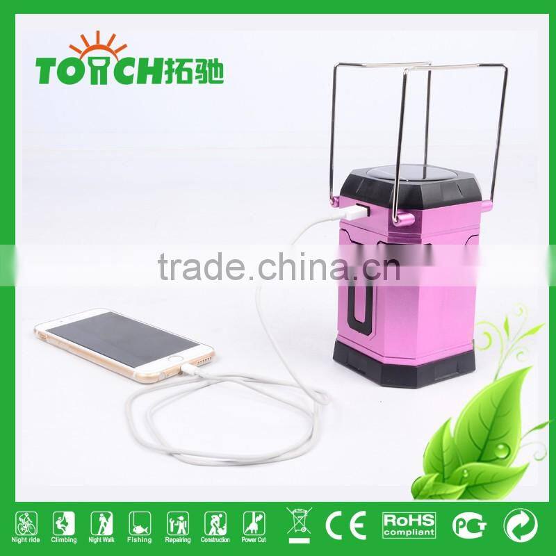 USA Hot Selling Rechargeable Camping Light Solar Charge Camp Lantern Lamp with Dry Battery USB Power Bank Charger