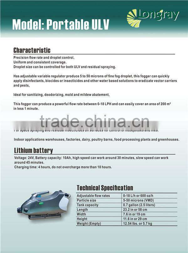 3600B Battery-Powered cordless ULV cold fogger