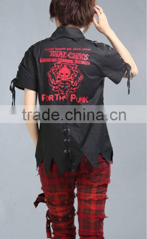 GLP PUNK Britpop interesting skeletons heat press shirt with tie 71247