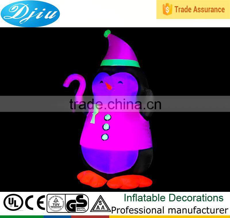 DJ-553 christmas inflatable Penguin in the evening Red village led light