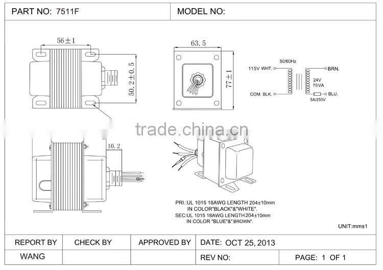 With 2-year Warranty, chassis mount, front opening frame UL CUL CSA CE Class 2 60W 65W 75W Transformer 24Vac